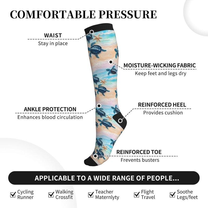 thmnj Compression Socks Knee High Support Socks for Women Men Circulation Stockings for Athletic Running Cycling Flying - Image 4